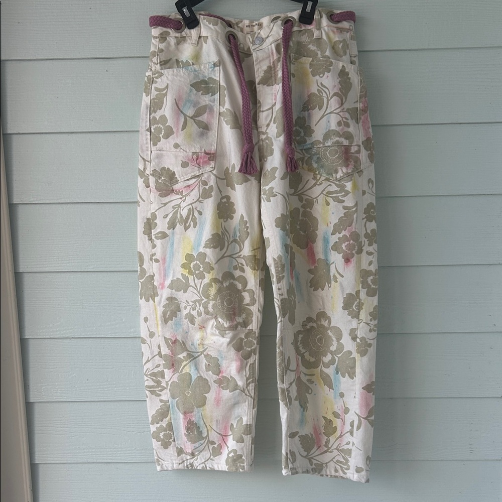 Free People Floral Ankle Jeans - Multicolor
